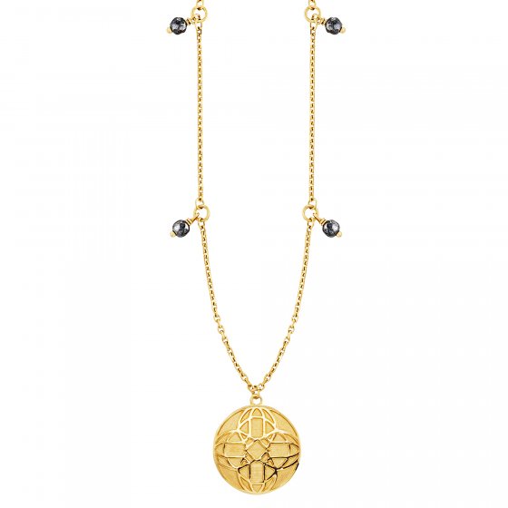 Anhänger mit Kette 925/- Sterling Silber vergoldet Hämatit 45cm 