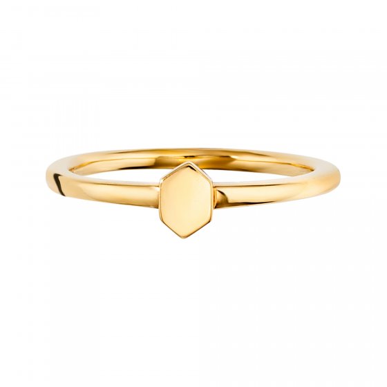 Ring 925 Sterling Silber vergoldet Sechseck Hexagon Wabe 