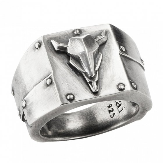 Ring Silber 925 oxidiert Stierkopf 