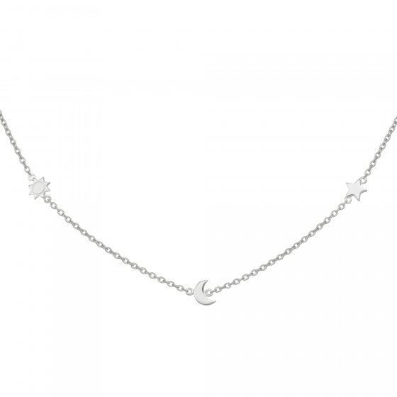 Collier 925 Sterling Silber rhodiniert Sonne - Mond - Stern 