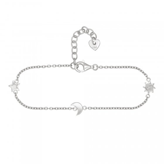Armband 925 Sterling Silber rhodiniert Sonne - Mond - Stern 