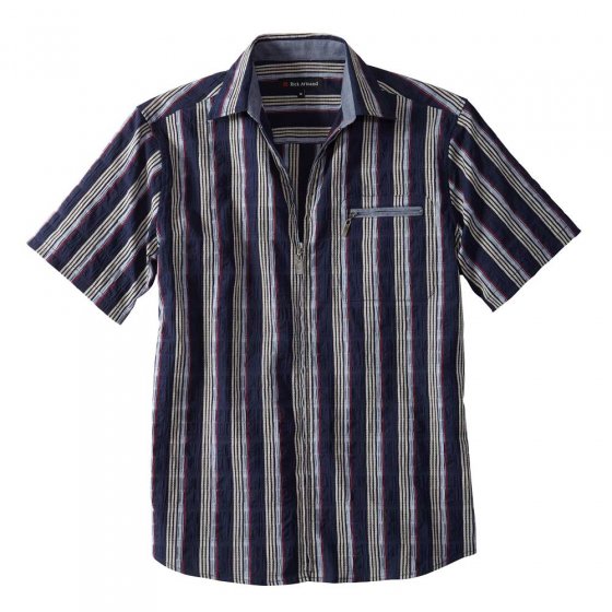 Seersuckerhemd mit Reißverschluss 3XL (47/48) | Marine