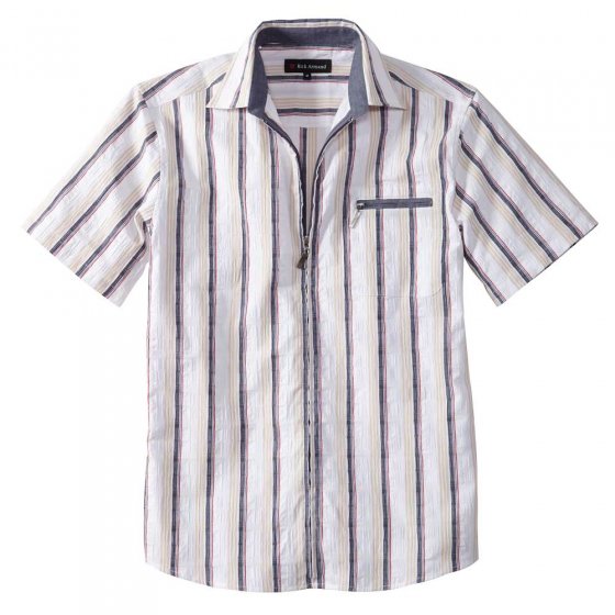 Seersuckerhemd mit Reißverschluss L (41/42) | Weiß