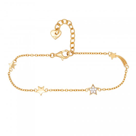 Armband 925 Sterling Silber gelb vergoldet Sterne Sternschnuppe Zirkonia 