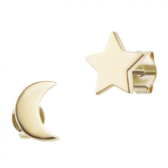 Ohrstecker 925 Sterling Silber gelb vergoldet Mond Stern 
