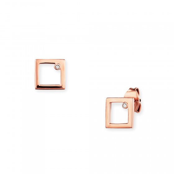Ohrstecker 925 Sterling Silber rosé vergoldet Rechteck Zirkonia 