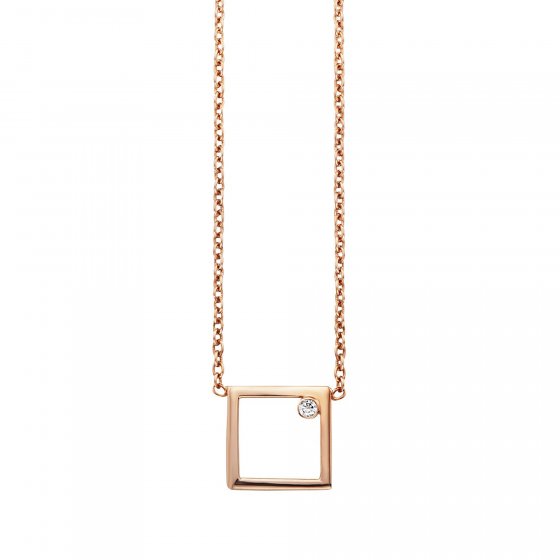 Collier 925 Sterling Silber rosé vergoldet Rechteck Zirkonia 