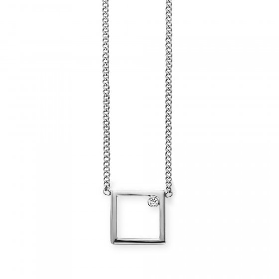 Collier 925 Sterling Silber rhodiniert Rechteck Zirkonia 