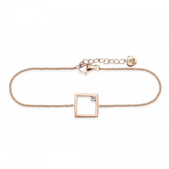 Armband 925 Sterling Silber rosé vergoldet Rechteck Zirkonia 