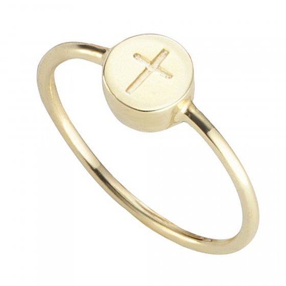 Ring 925/- Sterling Silber vergoldet Kreuz 
