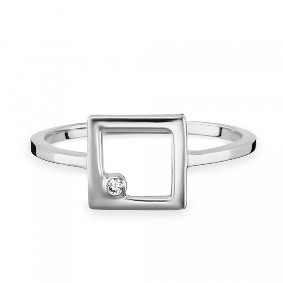 Ring 925 Sterling Silber rhodiniert Zirkonia Viereck 