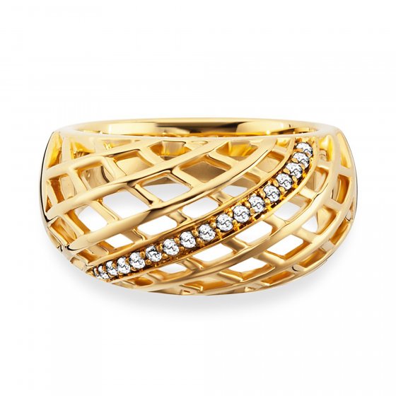 Ring 925/- Sterling Silber vergoldet Topas Gitterstruktur 
