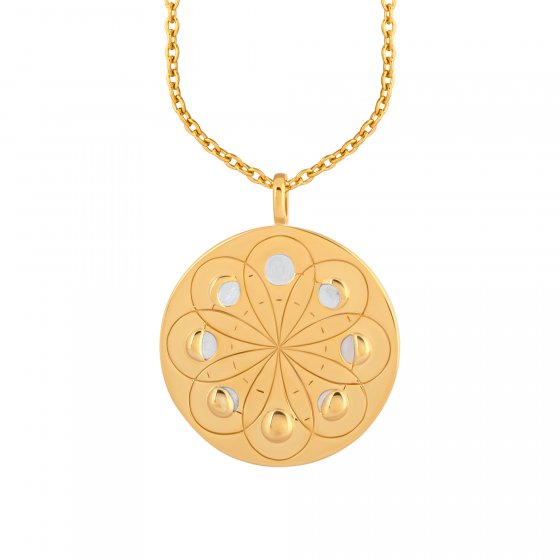 Anhänger mit Kette 925/- Sterling Silber bicolor Mondzyklus Luna 