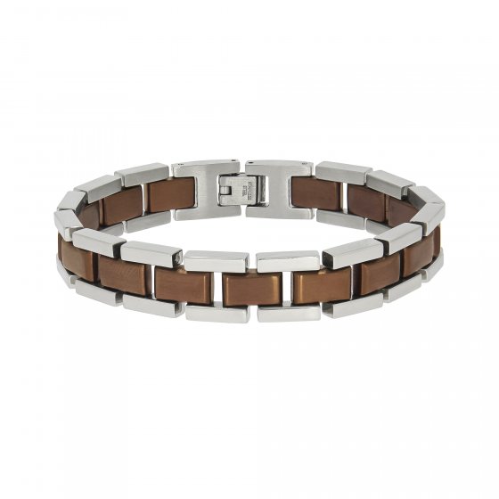 Armband Edelstahl zweifarbig matt glanz 21cm lang 