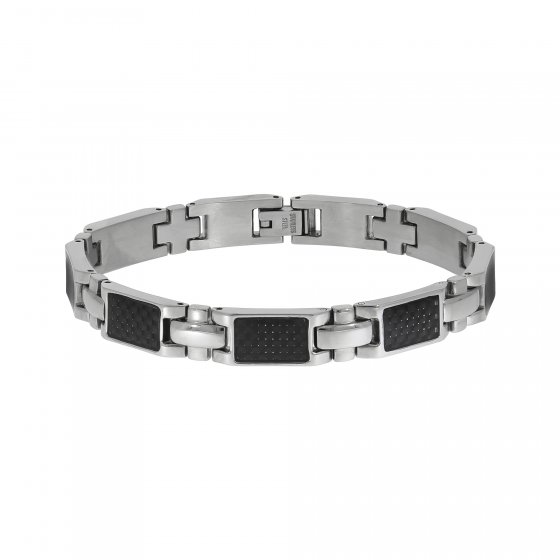 Armband Edelstahl poliert mit Carbon-Einlagen 20,5cm lang 