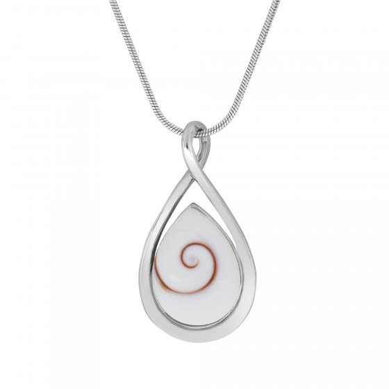 Halskette Silber 925 rhodiniert 42+5cm lang mit weißer Muschel 