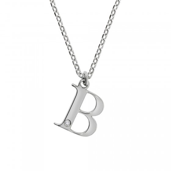 Halskette Silber 925 mit 1x Diamant 0,008ct. Buchstabe B 