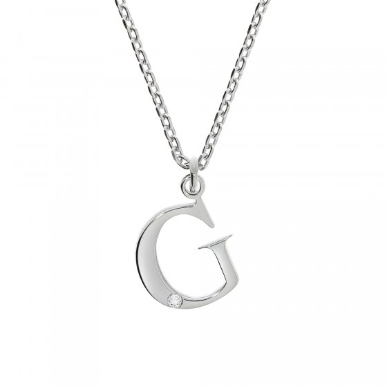 Halskette Silber 925 mit 1x Diamant 0,008ct. Buchstabe G 