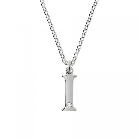 Halskette Silber 925 mit 1x Diamant 0,008ct. Buchstabe I 