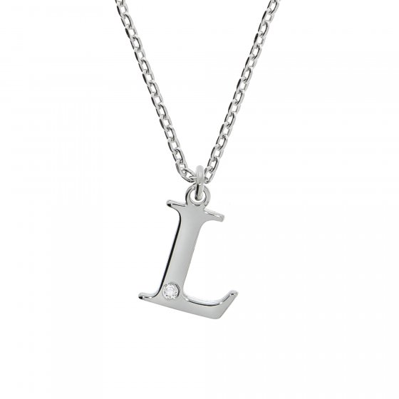 Halskette Silber 925 mit 1x Diamant 0,008ct. Buchstabe L 
