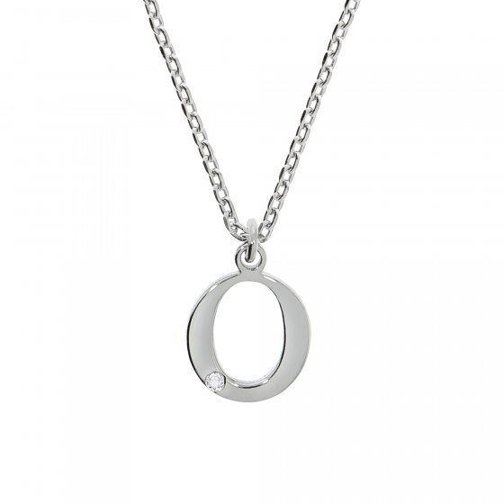 Halskette Silber 925 mit 1x Diamant 0,008ct. Buchstabe O 
