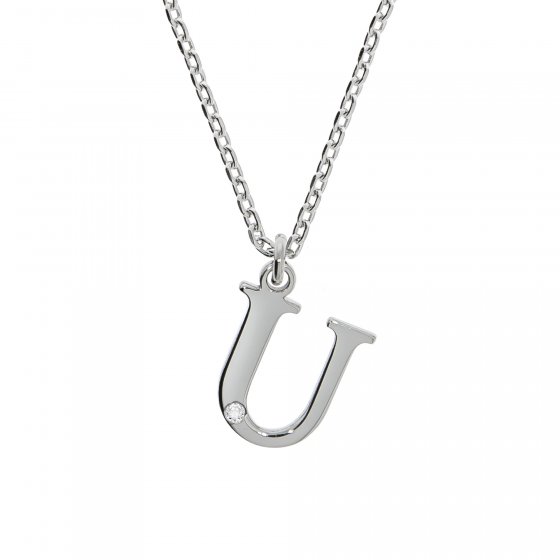 Halskette Silber 925 mit 1x Diamant 0,008ct. Buchstabe U 