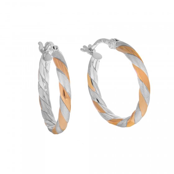 Ohrringe Silber 925 zweifarbig 20mm Durchmesser 