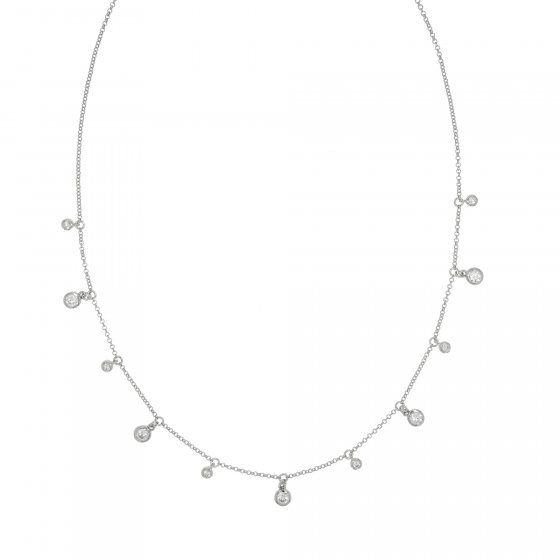 Halskette Silber 925 rhodiniert mit Zirkonia weiß 