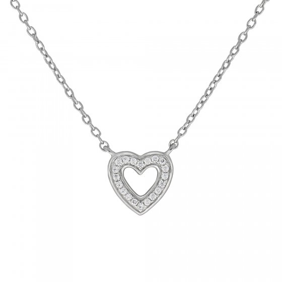 Halskette Silber 925 rhodiniert 42+5cm lang mit Herz-Motiv 