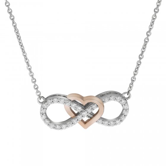 Collier 925 Silber rhodiniert vergoldet rose Herz Zirkonia Unendlichkeit 