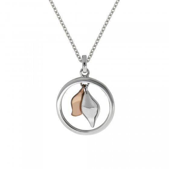 Halskette 925 Sterling Silber rhodiniert 2-farbig Tropfen 