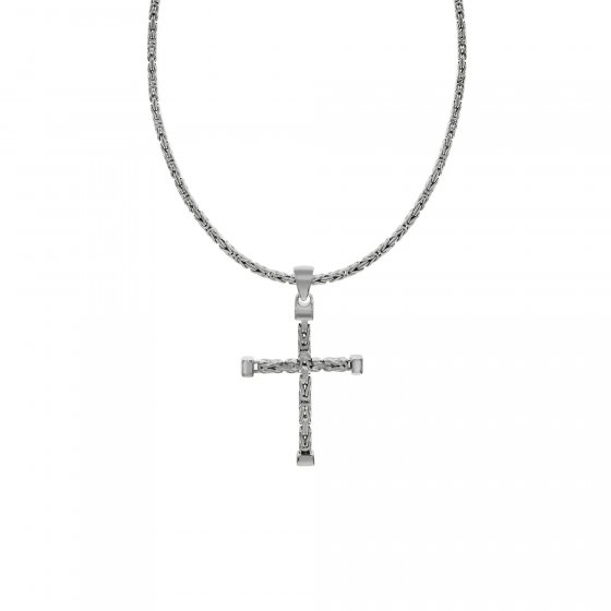 Halskette Silber 925 poliert mit Kreuz-Anhänger 55cm lang Königskette 2,2mm breit 