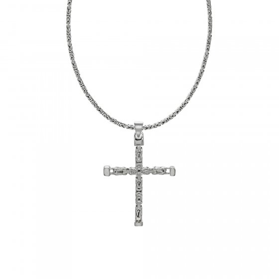 Halskette Silber 925 poliert mit Kreuz-Anhänger 55cm lang Königskette 2,2mm breit 