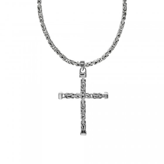 Halskette Silber 925 poliert mit Kreuz-Anhänger 60cm lang Königskette 2,2mm breit 