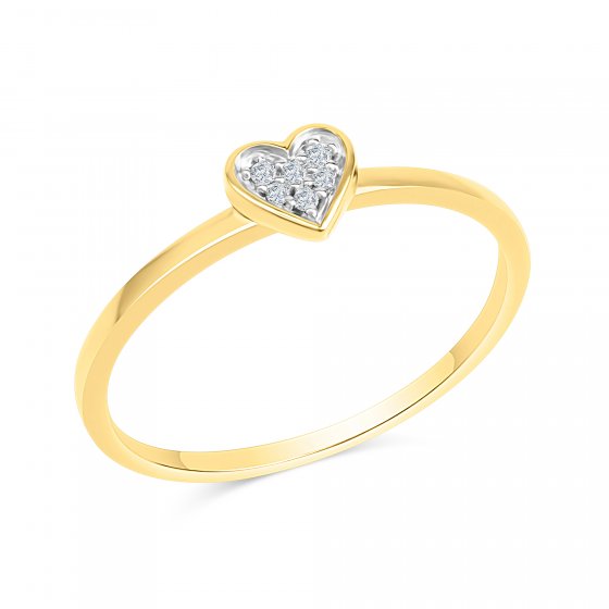 Ring Gold 585 zweifarbig Herz-Motiv mit Brillanten 0,025ct. 