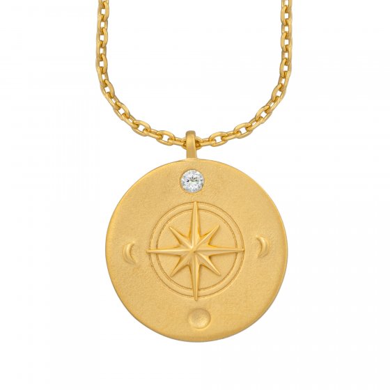 Halskette Element Feuer 925/- Sterling Silber vergoldet Weißtopaz 