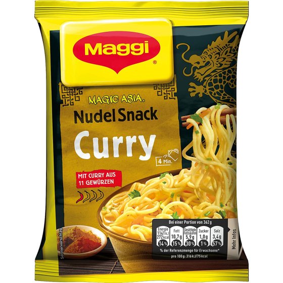 Maggi Magic Asia Nudel Snack mit Curry Geschmack Instant Nudeln 62g 