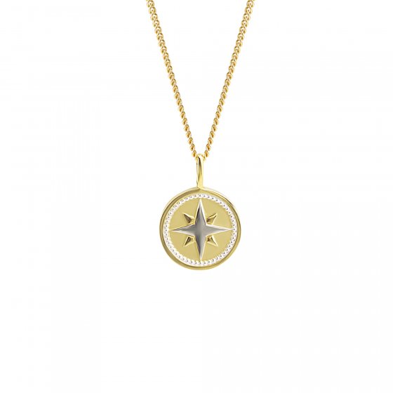 Halskette 375 Gold zweifarbig mit Windrosen-Motiv 42/45cm lang 