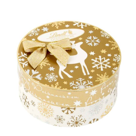 Lindt Goldstücke Pralines Rundschachtel Alpenvollmilchschokolade 140g 