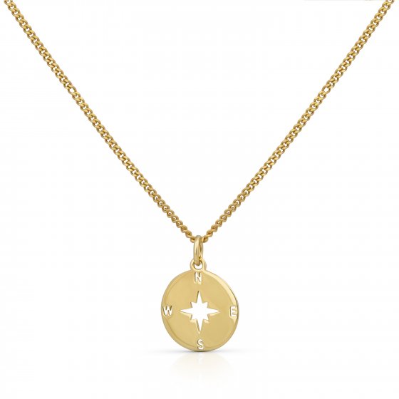 Halskette Gold 375 mit Kompass-Motiv 42/45cm lang 