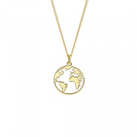 Halskette Gold 375 mit Weltkugel-Motiv 42/45cm lang 