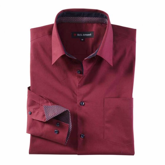 Milano Stretchhemd 3XL (47/48) | Dunkelrot
