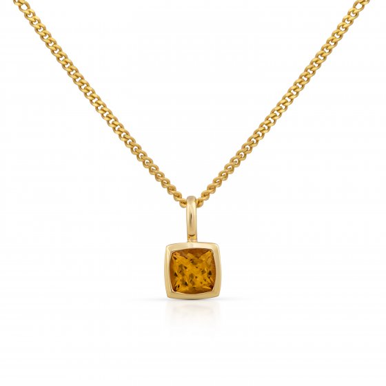 Halskette Gold 585 mit echtem Citrin 5x5mm 