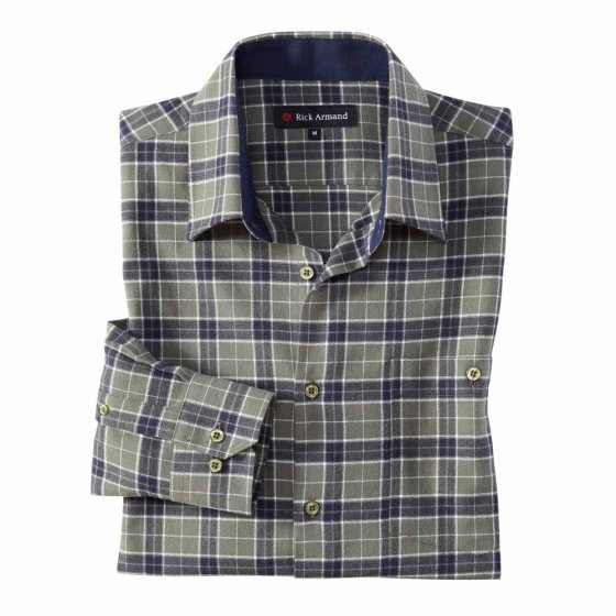 Baumwoll-Flanellhemd 3XL (47/48) | Grün