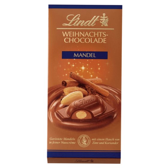 Lindt Weihnachts Chocolade Mandel geröstete Mandeln in Nuss Creme 100g 
