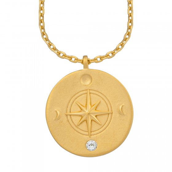 Halskette Element Erde 925/- Sterling Silber vergoldet Weißtopaz 