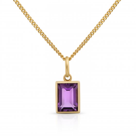 Halskette 585 Gold mit echtem Amethyst 42/45cm lang 