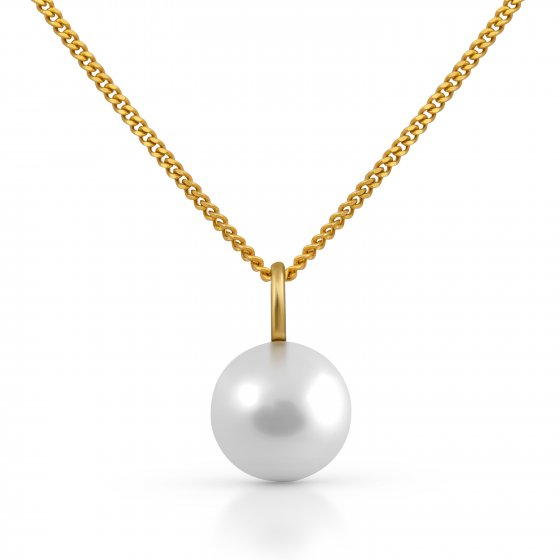 Halskette Gold 585 mit weißer Perle 9mm 