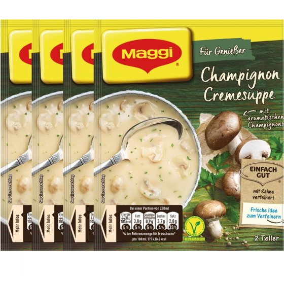Maggi Für Genießer Champignon Cremesuppe fein und cremig 51g 4er Pack 