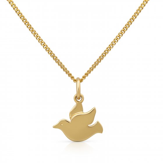 Halskette Gold 585 mit Tauben-Motiv 42/45cm lang 